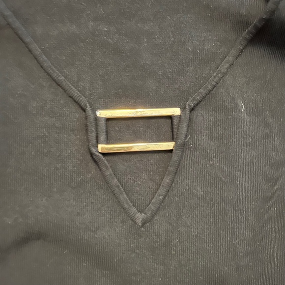 Vintage Black V-Neck with Brass Detail - Picture 2 of 2